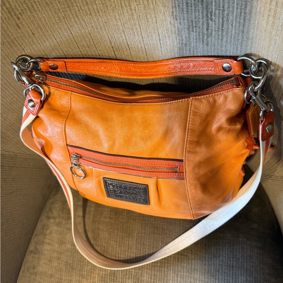 Coach Poppy Orange Leather Hobo Bag G1069-15289 - Picture 6 of 14